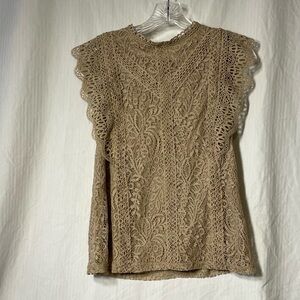 Elegant Lace sleeveless Tan Top